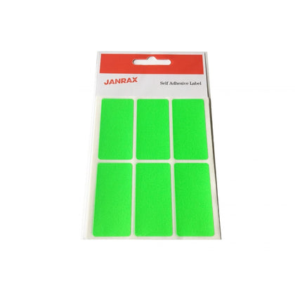 Pack of 24 Fluorescent Green 25x50mm Rectangular Labels - Adhesive Stickers