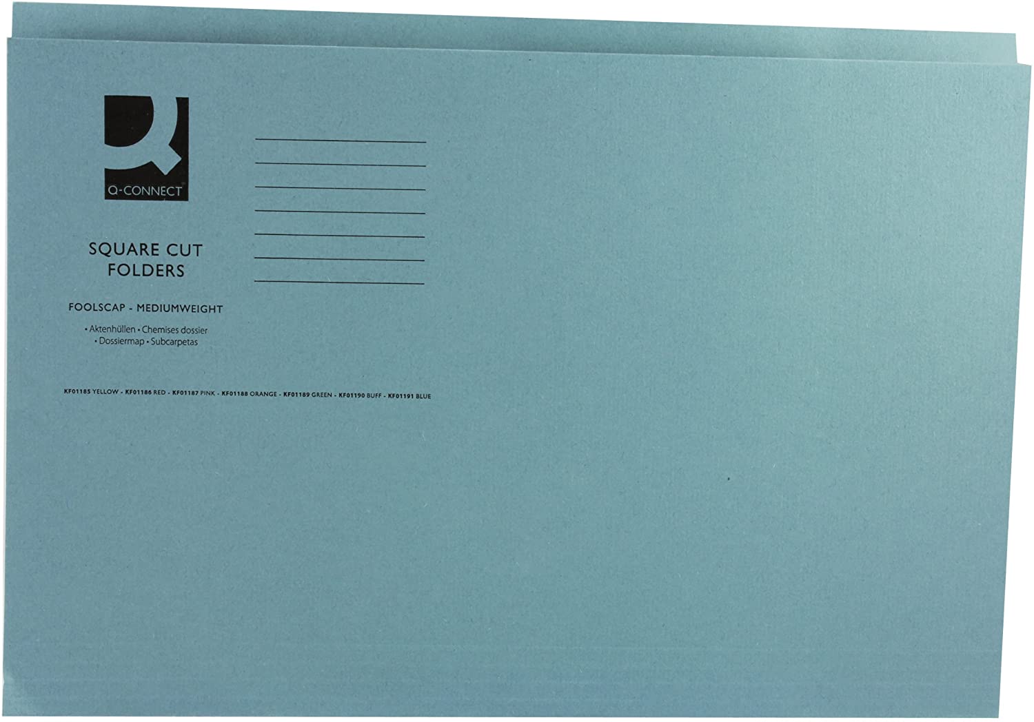 Pack of 100 Mediumweight 250gsm Foolscap Blue Square Cut Folders ...