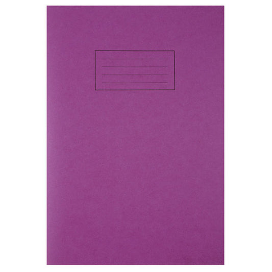 Pack of 100 A4 Purple Exercise Books 80 Pages - Feint Ruled with Margin
