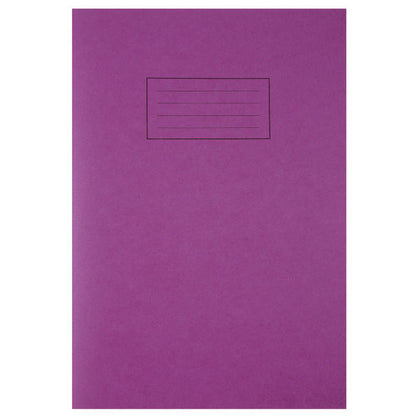 Pack of 100 A4 Purple Exercise Books 80 Pages - Feint Ruled with Margin