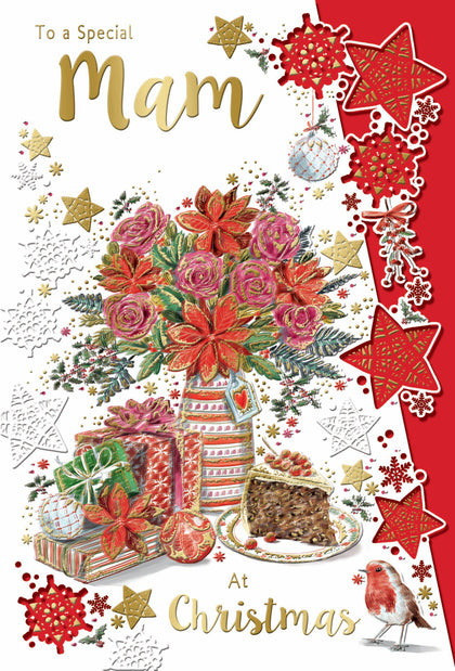 To a Special Mam Stack of Gifts Design Christmas Card