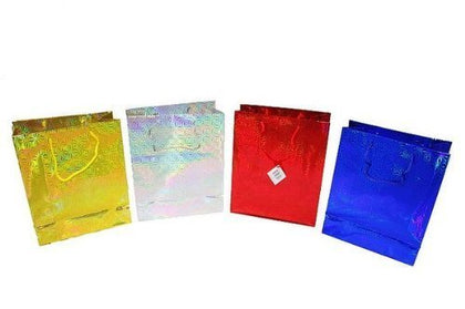 Pack of 12 Small Assorted Coloured Holographic Gift Bags