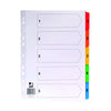 A4 White 1-5 Index Multi-punched Reinforced Board Multi-Colour Numbered Tabs
