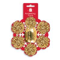 Pack of 7 Pieces Christmas Gold Bows and Cop Set