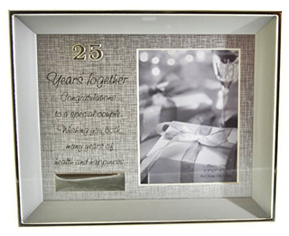 Juliana Brushed Silver Plated Photo Frame Verse & Plaque - 25 Years Together
