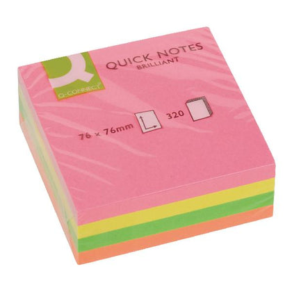 Assorted Neon Colours Q-Connect Quick Note Cube 76 x 76mm