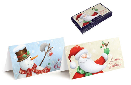 Pack of 20 Luxury Santa and Snowman Design Slim Christmas Greeting Cards