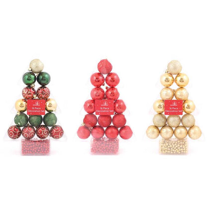 Pack of 16 Pieces Traditional Design Christmas Tree Decorations