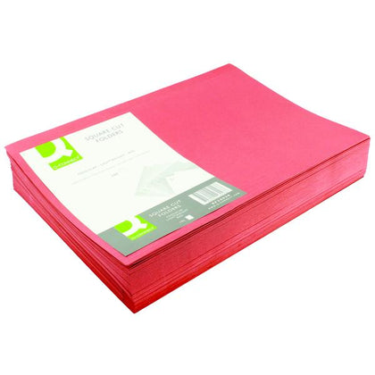 Q-Connect Square Cut Folder Lightweight 180gsm Foolscap Red (Pack of 100)