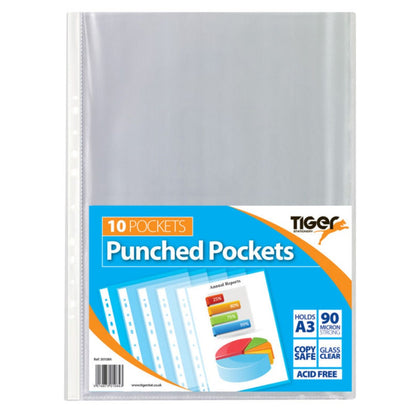 10 Tiger A3 Punched Pockets (Portrait)