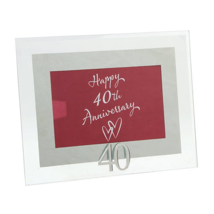 40th / Ruby Anniversary Glass Mirror Motif Photo Frame