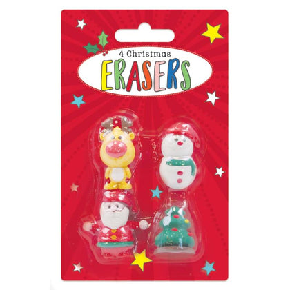 Pack of 4 Christmas Shaped Erasers