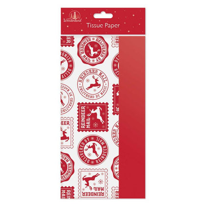 Pack of 8 Christmas Stamp Design Tissue Paper