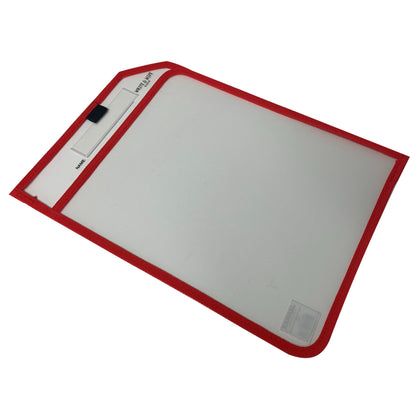 Red Edge Clear Dry Erase Write and Wipe Reusable Sleeve Pocket