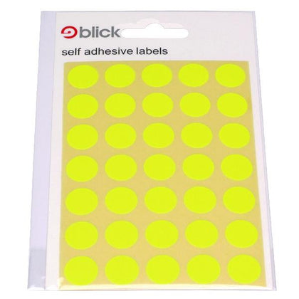 Pack of 2800 Blick Flourescent Yellow Round Labels 13mm Dia