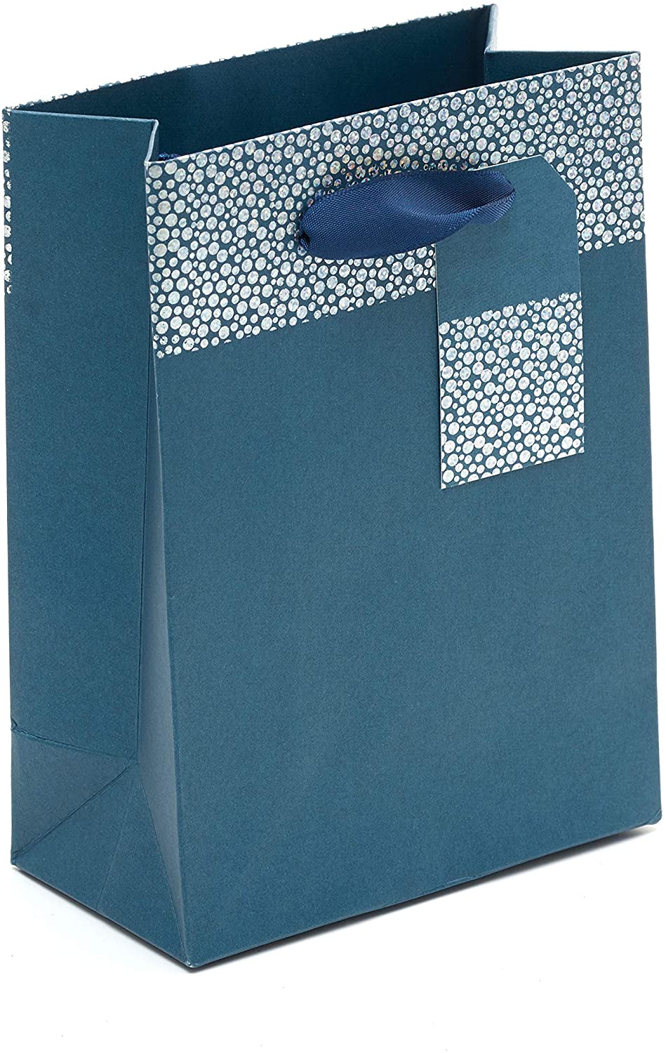 Holographic Silver Foil Small Navy Blue Gift Bag
