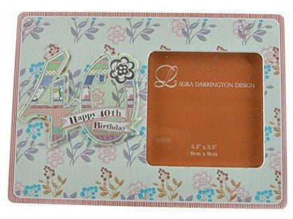Laura Darrington Patchwork Collection 19cm Wooden Picture Frame - Happy 40th Birthday, 4