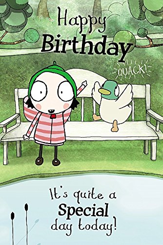 Sarah & Duck Colour-Me-In Greeting Card Happy Birthday On Bench Design