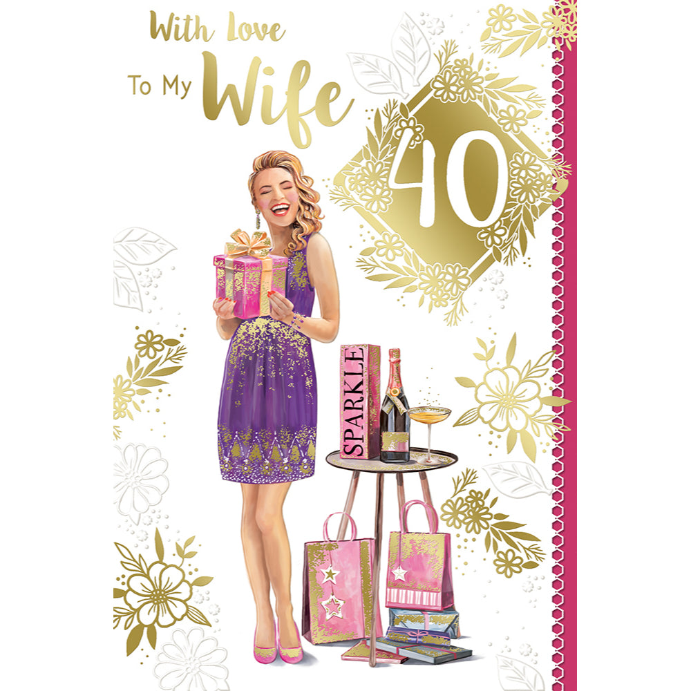 With Love To My Wife 40th Birthday Celebrity Style Greeting Card