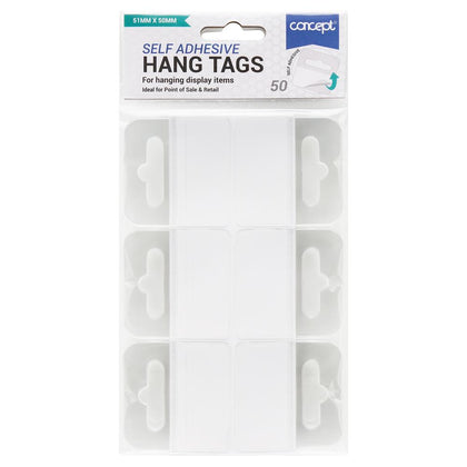 Pack of 50 51x50mm Adhesive Euro Hole Hang Tags by Concept