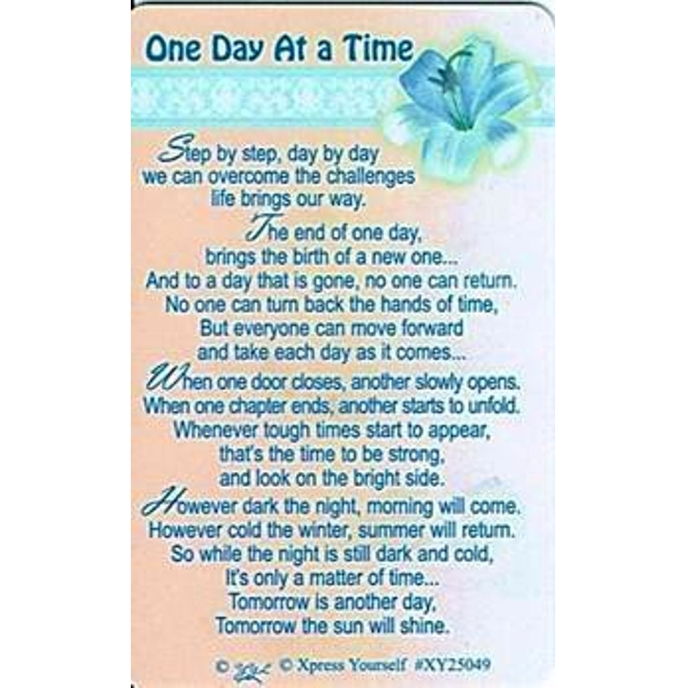 Inspirational Keepsake Card One Day At A Time