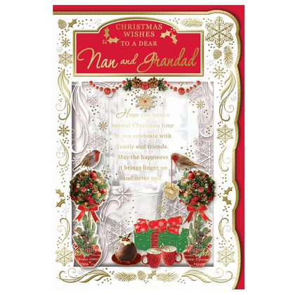 To a Dear Nan and Grandad Best Wishes Classic Design Christmas Card