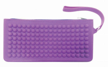 Pack of 12 Purple Raised Dot Silicon Pencil Case