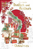 To a Special Brother and Partner Floral Design Christmas Card