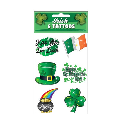 Pack of 6 Irish St. Patrick's Day 5x5cm Temporary Tattoos