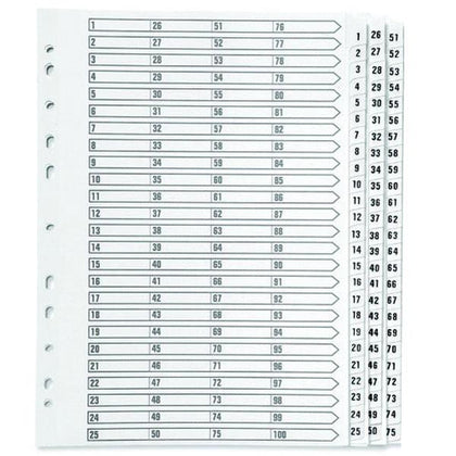 1-75 Index Multi-Punched Reinforced Board Clear Tab A4 White
