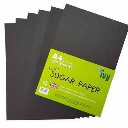 Pack of 100 A4 Black Sugar Paper