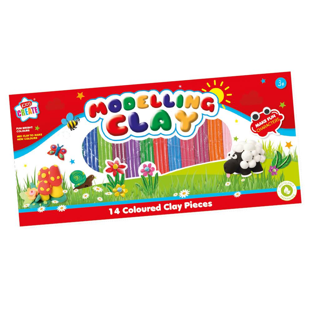 Pack of 14 Coloured Pieces Modelling Clay– Choice Wholesale