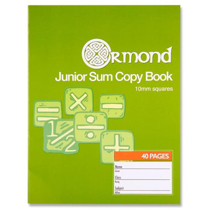 40 Pages 10mm Squares Junior Sum Copy Book by Ormond