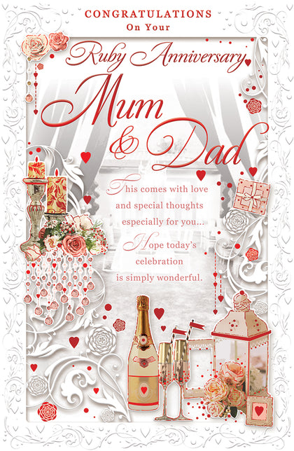 Congratulations On Your Ruby Anniversary Mum & Dad Opacity Card