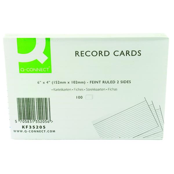 Pack of 100 White 6x4" (152x102mm) Flash Revision Record Cards - Feint Ruled