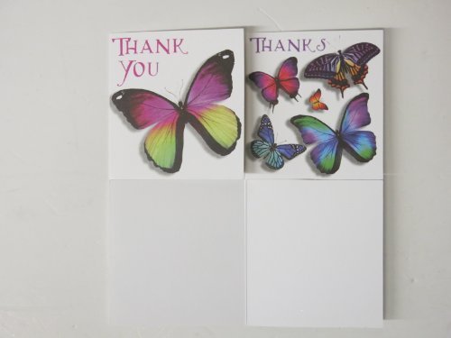 Simon Elvin open thank you cards - twin design pack - 8 cards with envelopes - butterfly butterflies design
