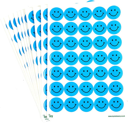 Pack of 420 Blue A5 Smiley Face Stickers