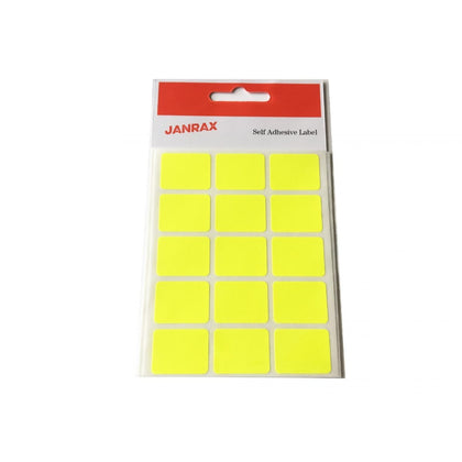 Pack of 60 Fluorescent Yellow 19x25mm Rectangular Labels - Adhesive Stickers