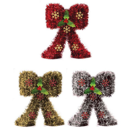 Standing Bow Christmas Tinsel Decoration