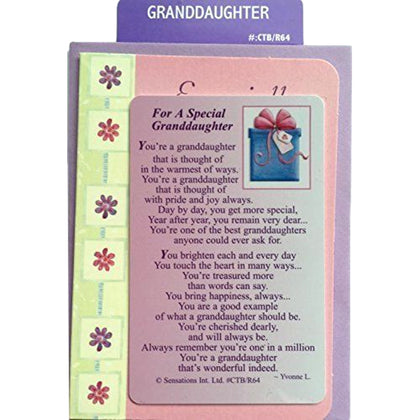 For A Special Granddaughter........ Sentimental Keepsake Wallet / Purse Card