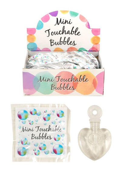 Box of 48 White Heart Mini Touchable Bubbles for Weddings (3ml)