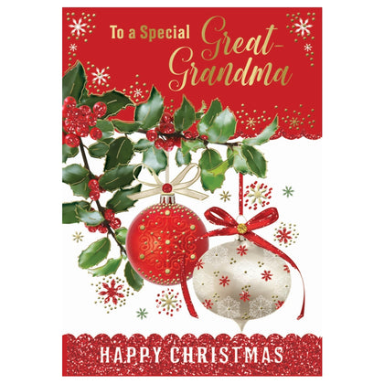 To a Special Great Grandma Decorative Design Christmas Card
