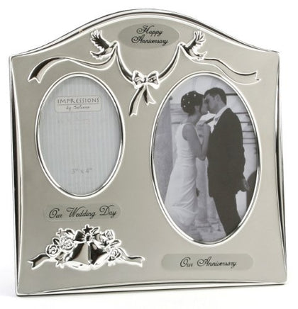 Two Tone Silver Plated Wedding Anniversary Gift Photo Frame - 
