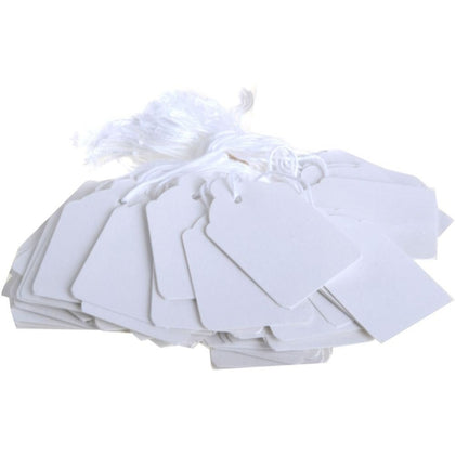 Box of 1000 8x19mm White Strung Ticket Tag Labels