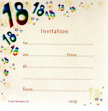 18th Foil Printed Birthday Party Invitations And Envelopes Pack Of 10