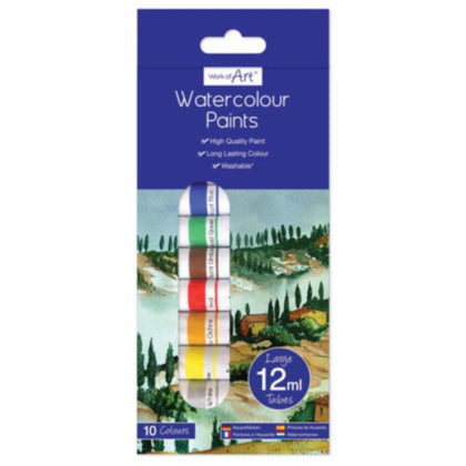 Pack of 10 Water Colour Paints Tubes12 ml