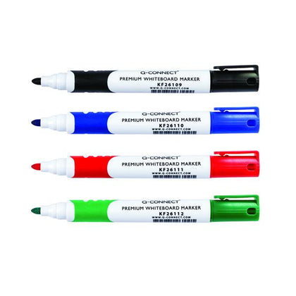 Pack of 4 Assorted Q-Connect Premium Whiteboard Markers Bullet Tip