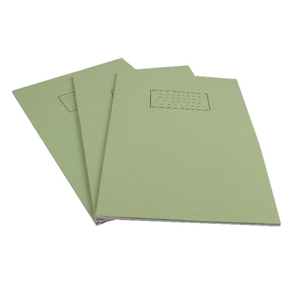 Pack of 100 A4 Green Exercise Books 80 Pages - Feint Ruled with Margin