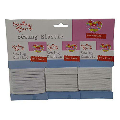 Pack of 3 Assorted Widths Sewing Elastic