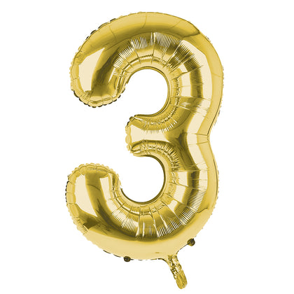 Giant Foil Gold 3 Number Balloon